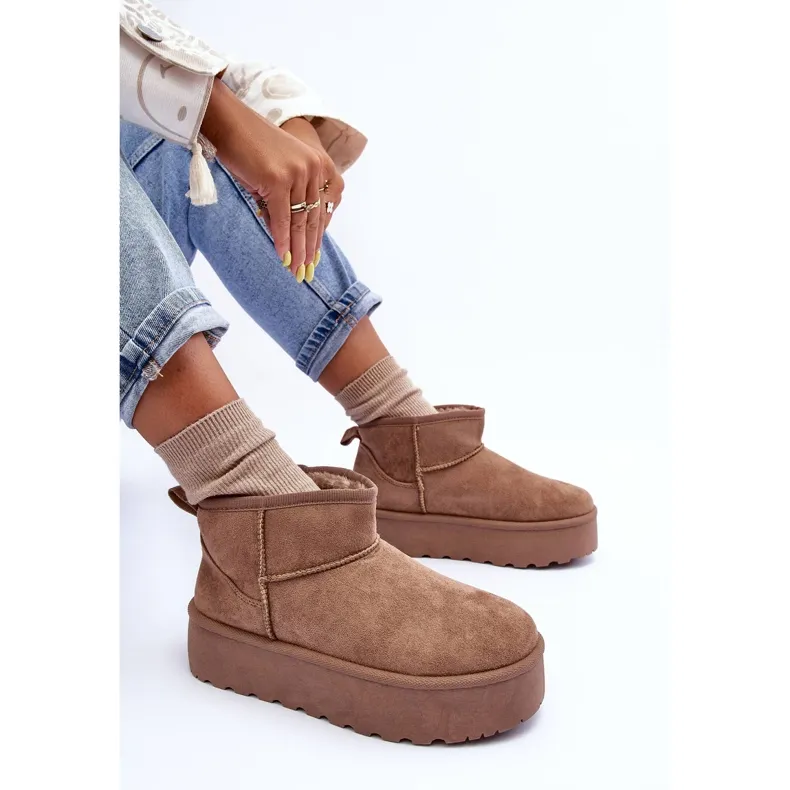 FD1 Suede Snow Boots On Dark Beige Corcoran Platform