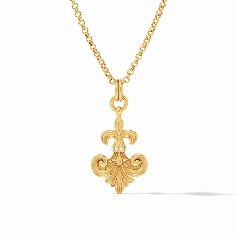 Fleur-de-Lis Pendant Gold w/ Fresh Water Pearl Accents By Julie Vos