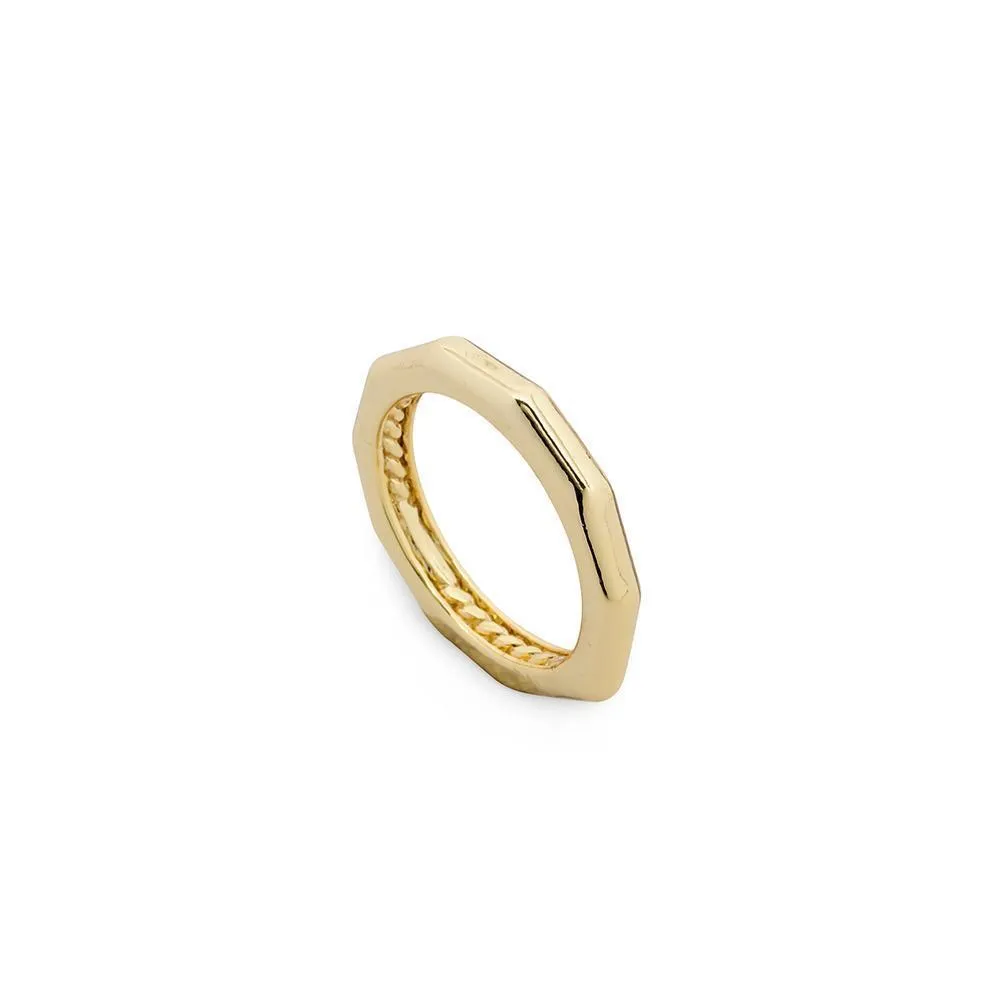 Gold Pl Hexagonal Stackable Ring