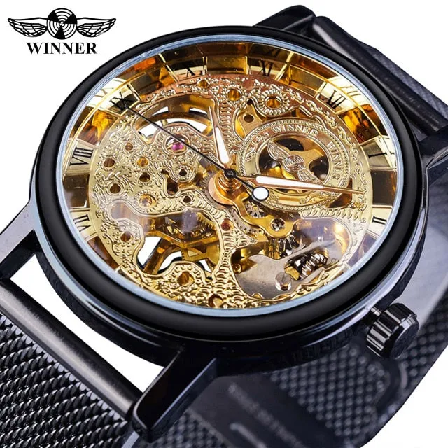 Golden Case Luxury Casual Design Brown Leather Strap Men Watches