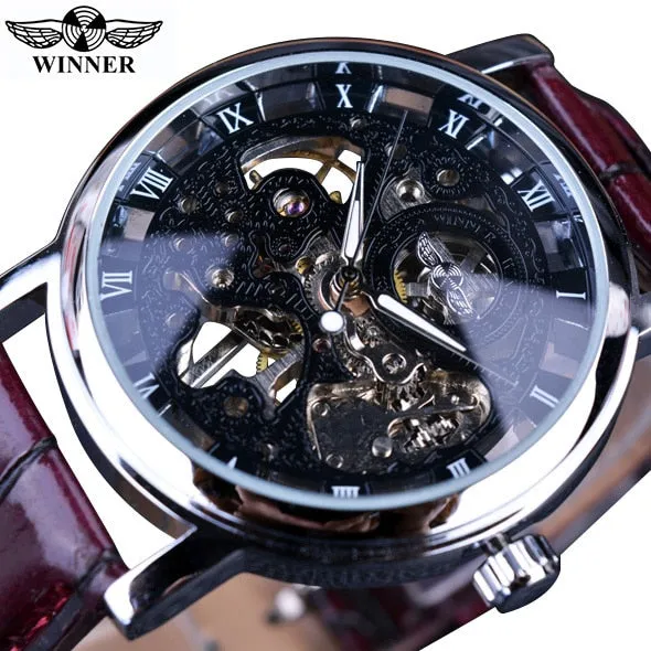 Golden Case Luxury Casual Design Brown Leather Strap Men Watches