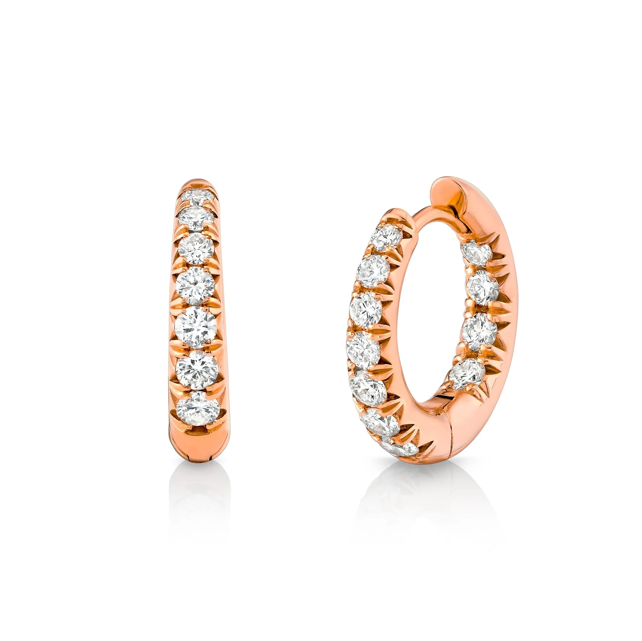 Graduated French Pave Diamond Hoops