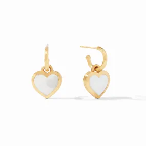 Heart Hoop & Charm Earring Gold Mother of Pearl by Julie Vos