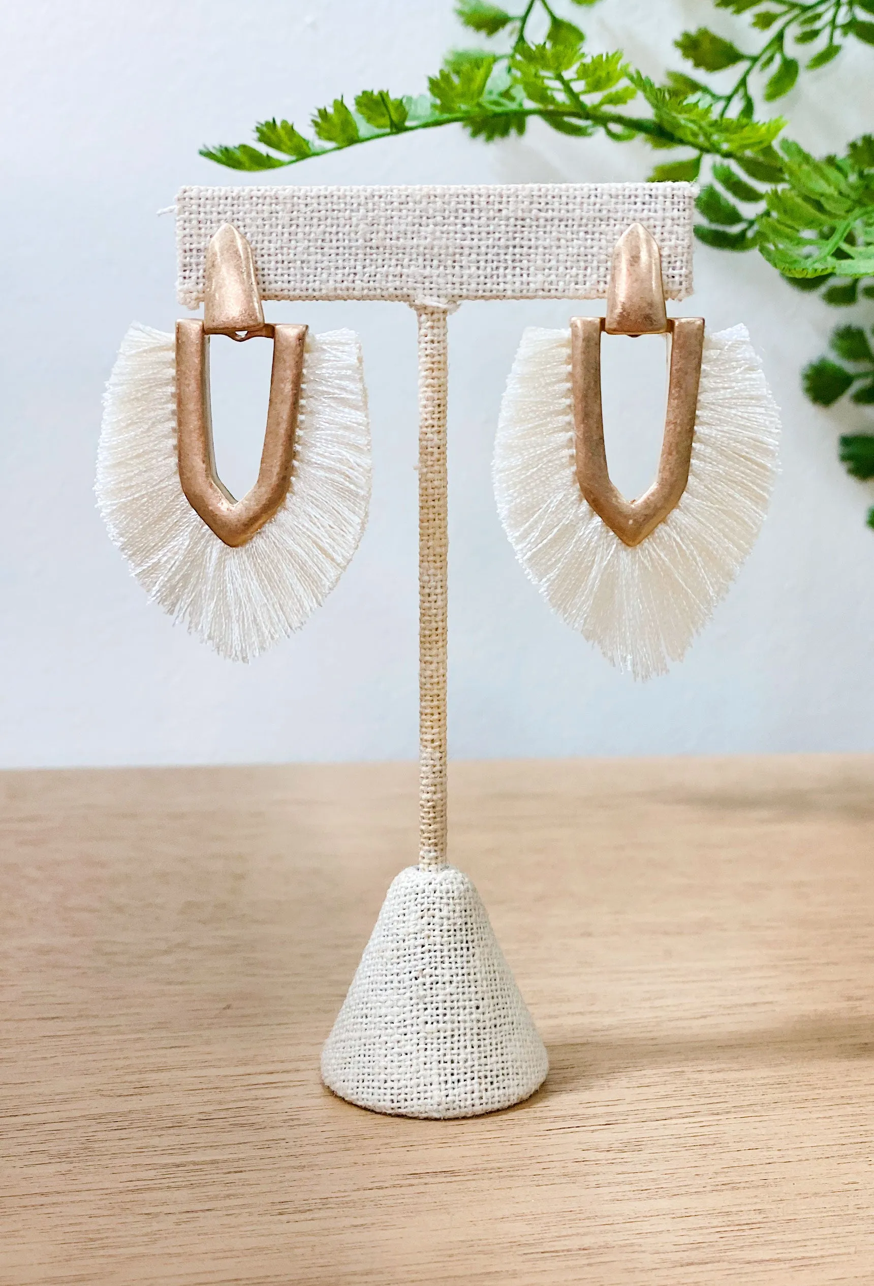 Jess Fringe Earrings in Ivory