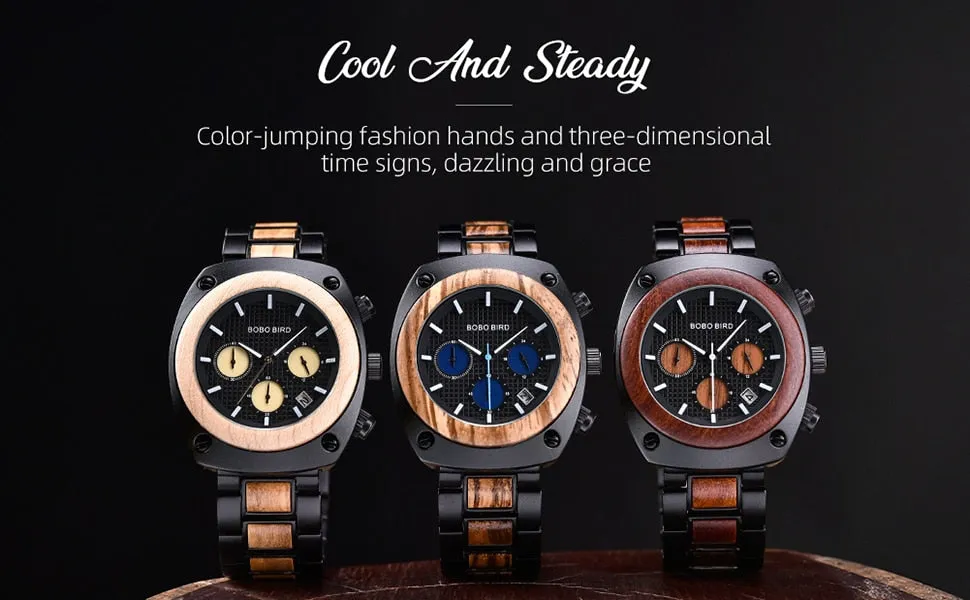 Luxury Style Wooden Business Casual Quartz Wristwatch for Men