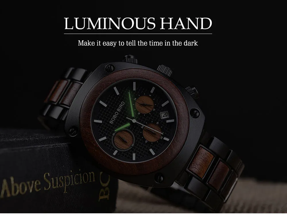 Luxury Style Wooden Business Casual Quartz Wristwatch for Men