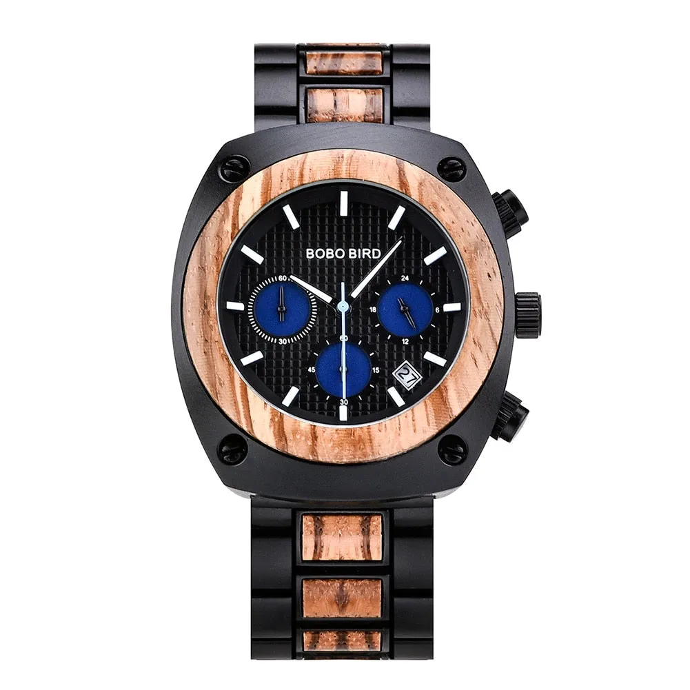 Luxury Style Wooden Business Casual Quartz Wristwatch for Men