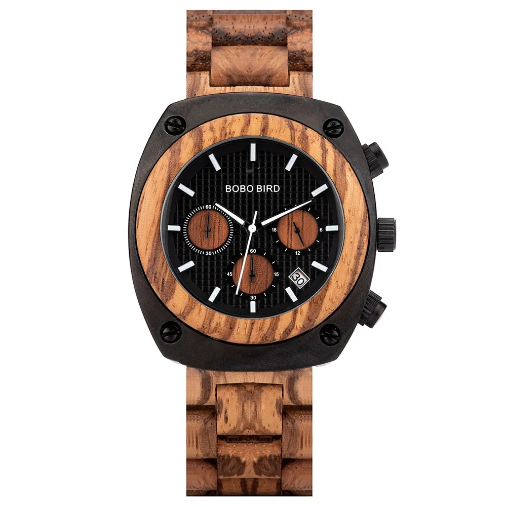 Luxury Style Wooden Business Casual Quartz Wristwatch for Men