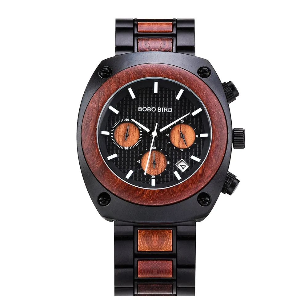 Luxury Style Wooden Business Casual Quartz Wristwatch for Men