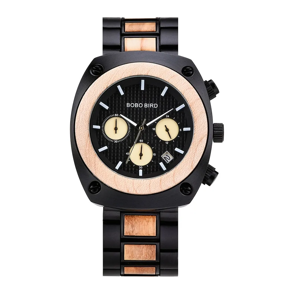 Luxury Style Wooden Business Casual Quartz Wristwatch for Men