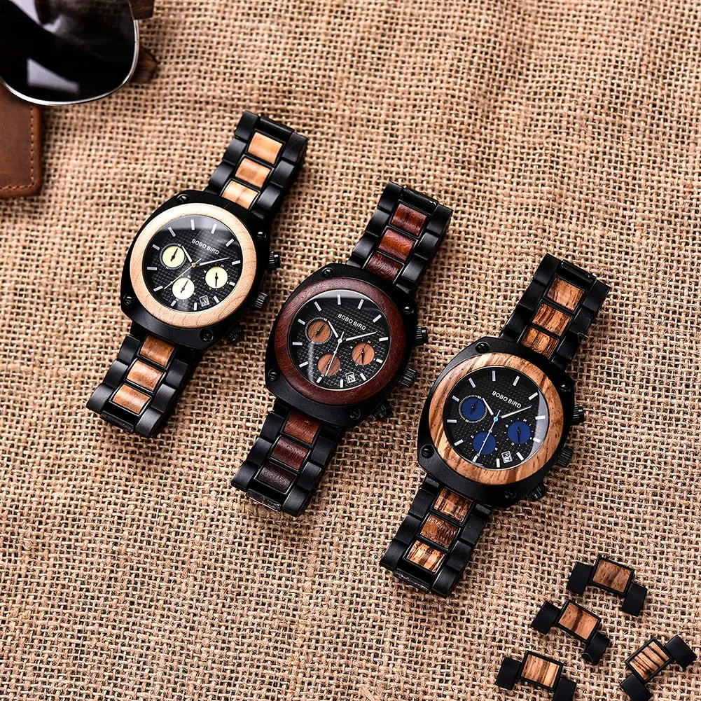 Luxury Style Wooden Business Casual Quartz Wristwatch for Men