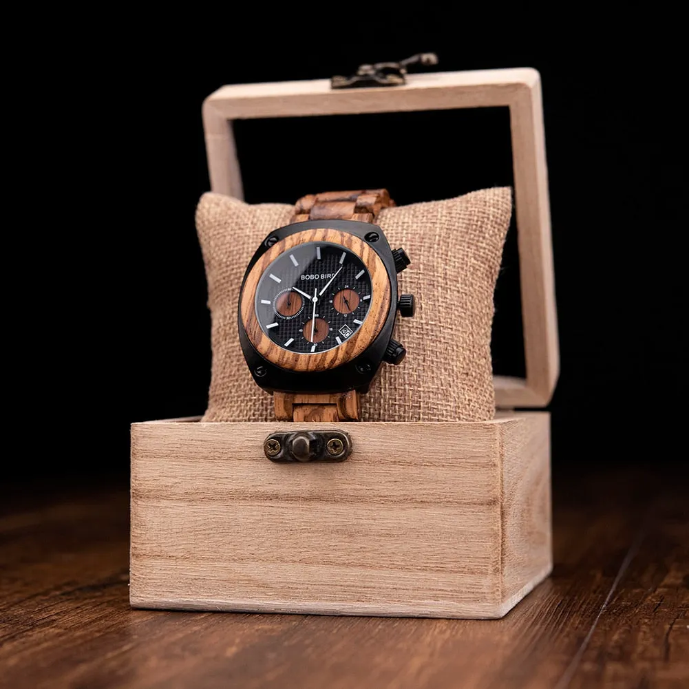 Luxury Style Wooden Business Casual Quartz Wristwatch for Men