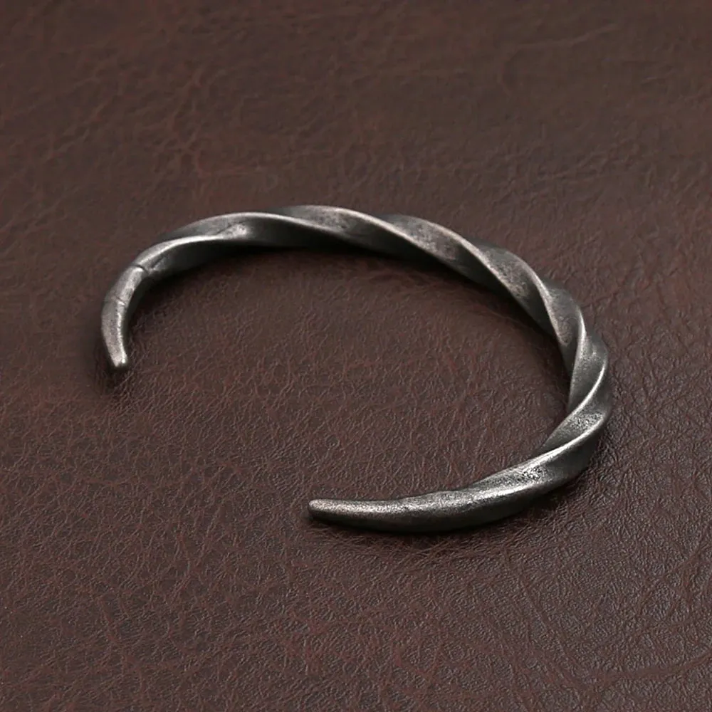 Men and Women Vintage Fashion Stainless Steel Twisted Bangle Bracelet