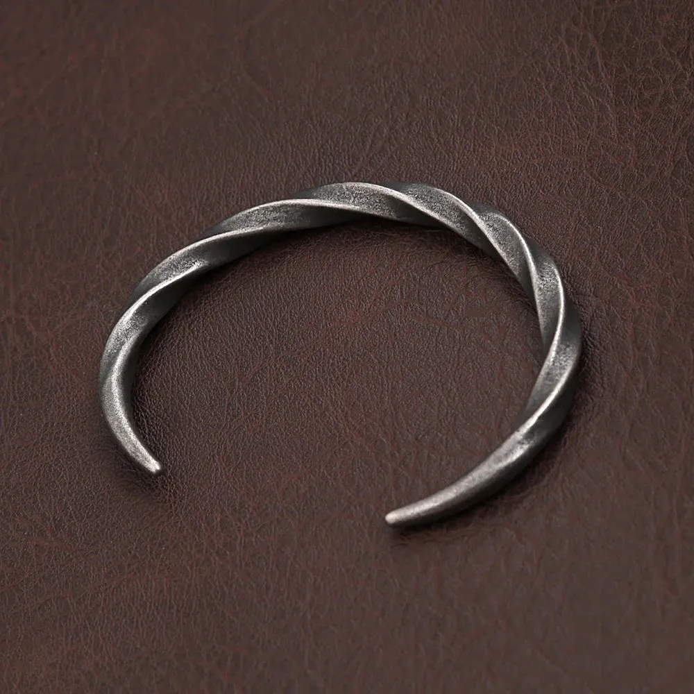 Men and Women Vintage Fashion Stainless Steel Twisted Bangle Bracelet