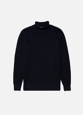 Men's Merino Fisherman Jumper in Navy