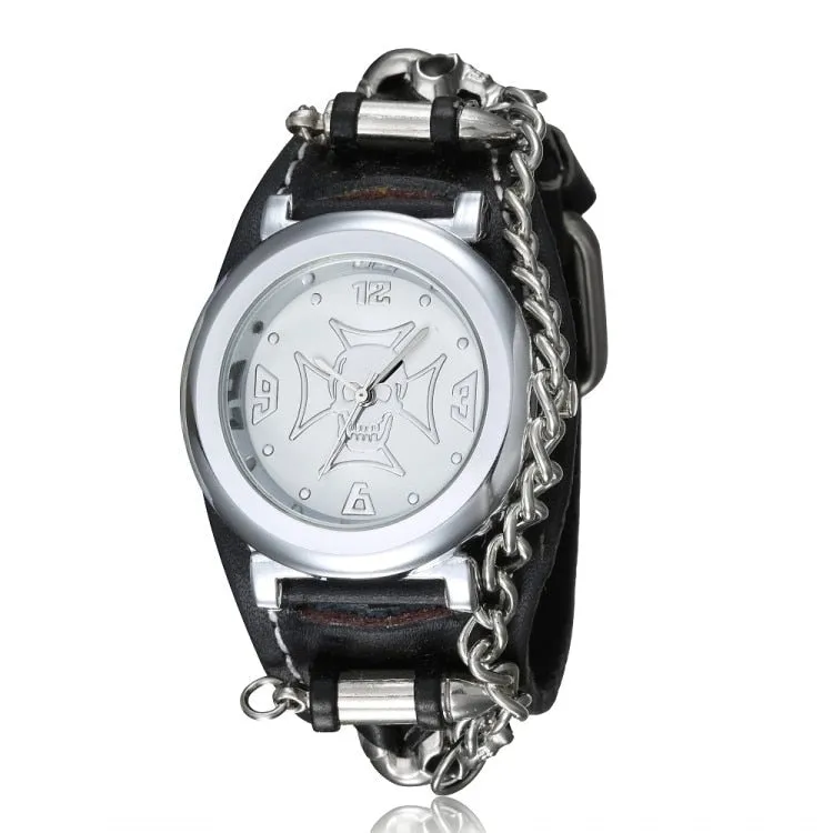 Men's Skull Punk Gothic Synthetic Leather Quartz Movement Sports Watch