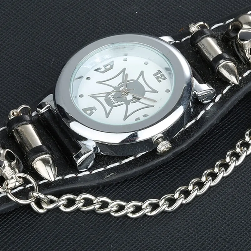 Men's Skull Punk Gothic Synthetic Leather Quartz Movement Sports Watch