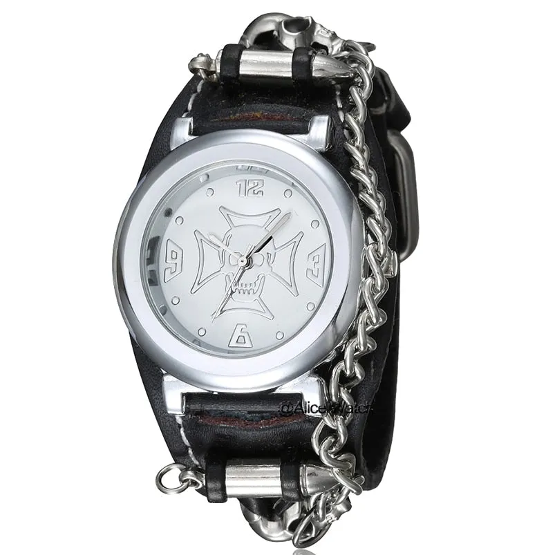 Men's Skull Punk Gothic Synthetic Leather Quartz Movement Sports Watch