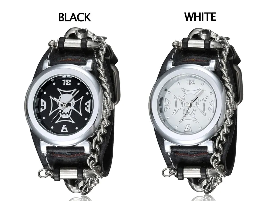 Men's Skull Punk Gothic Synthetic Leather Quartz Movement Sports Watch