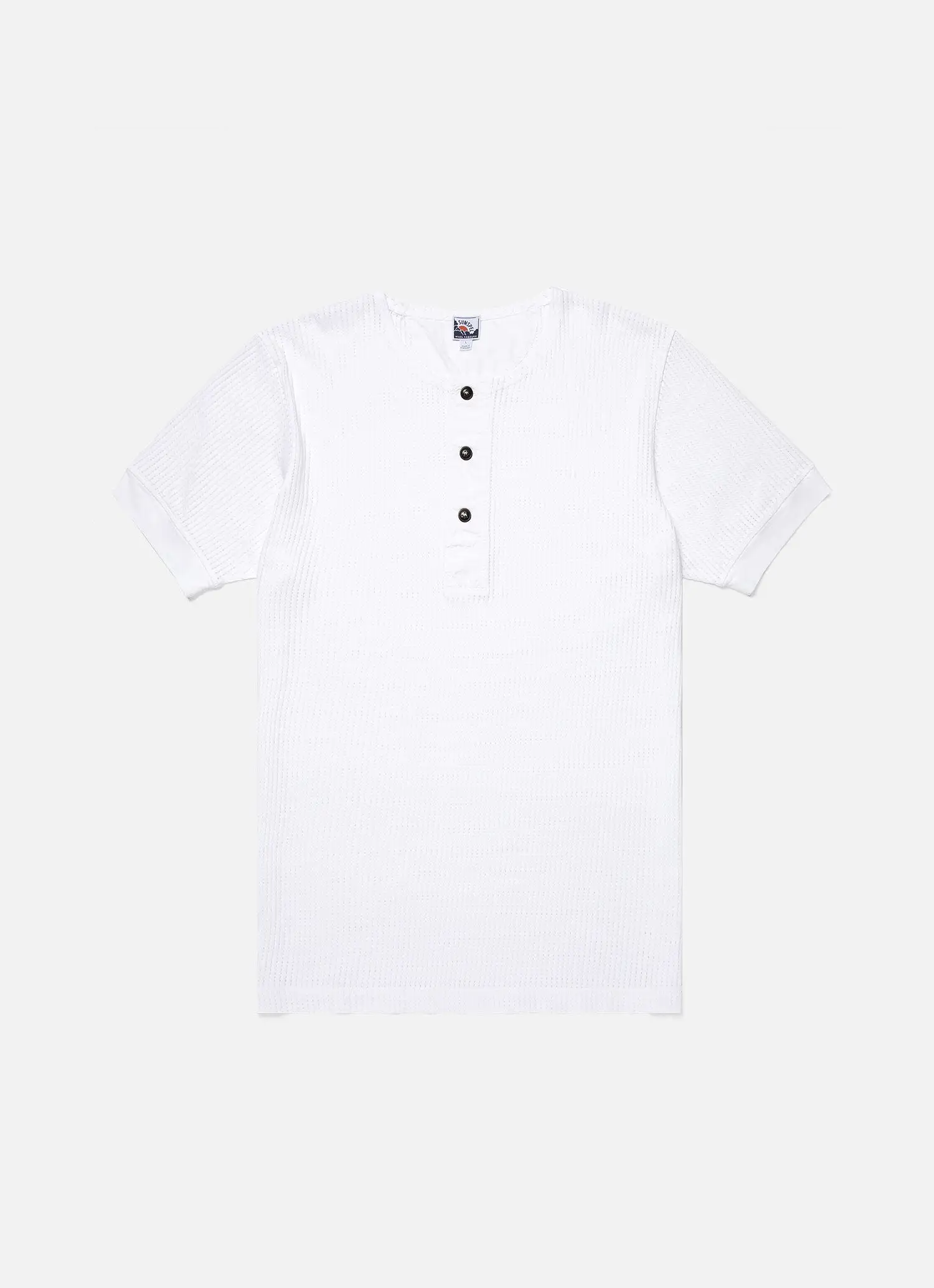 Men's Sunspel x Nigel Cabourn Mesh Henley in White