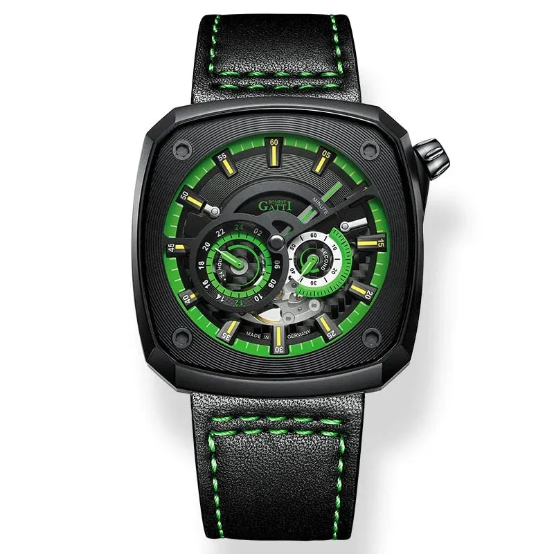 Men's Synthetic Leather Luxury Automatic Mechanical Luminous Wristwatch