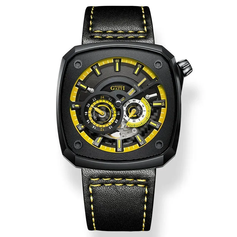 Men's Synthetic Leather Luxury Automatic Mechanical Luminous Wristwatch