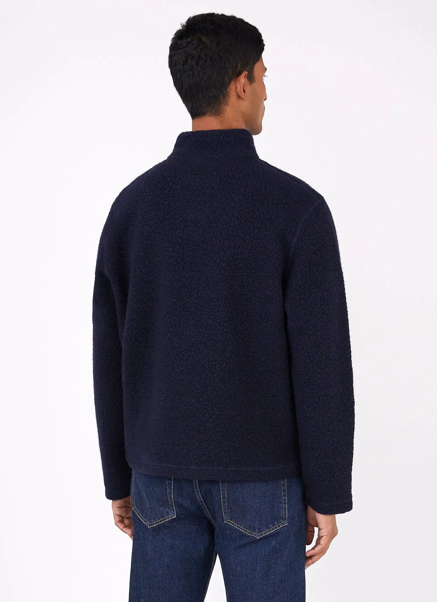 Men's Wool Fleece Zip Neck in Navy