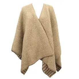 Missoni Brand New Butterscotch Textured Chunky Wool & Zigzag Signature Knit Serape