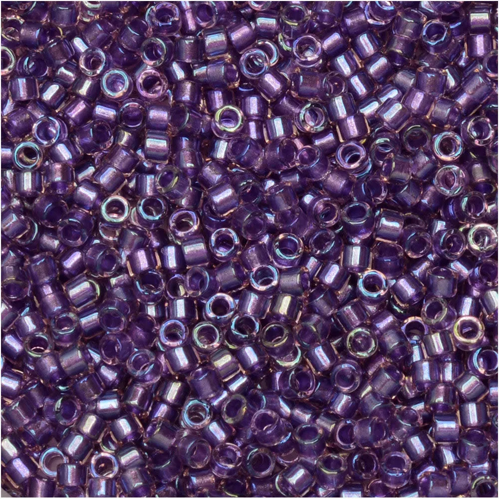 Miyuki Delica Seed Beads, 11/0 Size, #1754 Sparkling Purple Lined Crystal AB (7.2 Gram Tube)