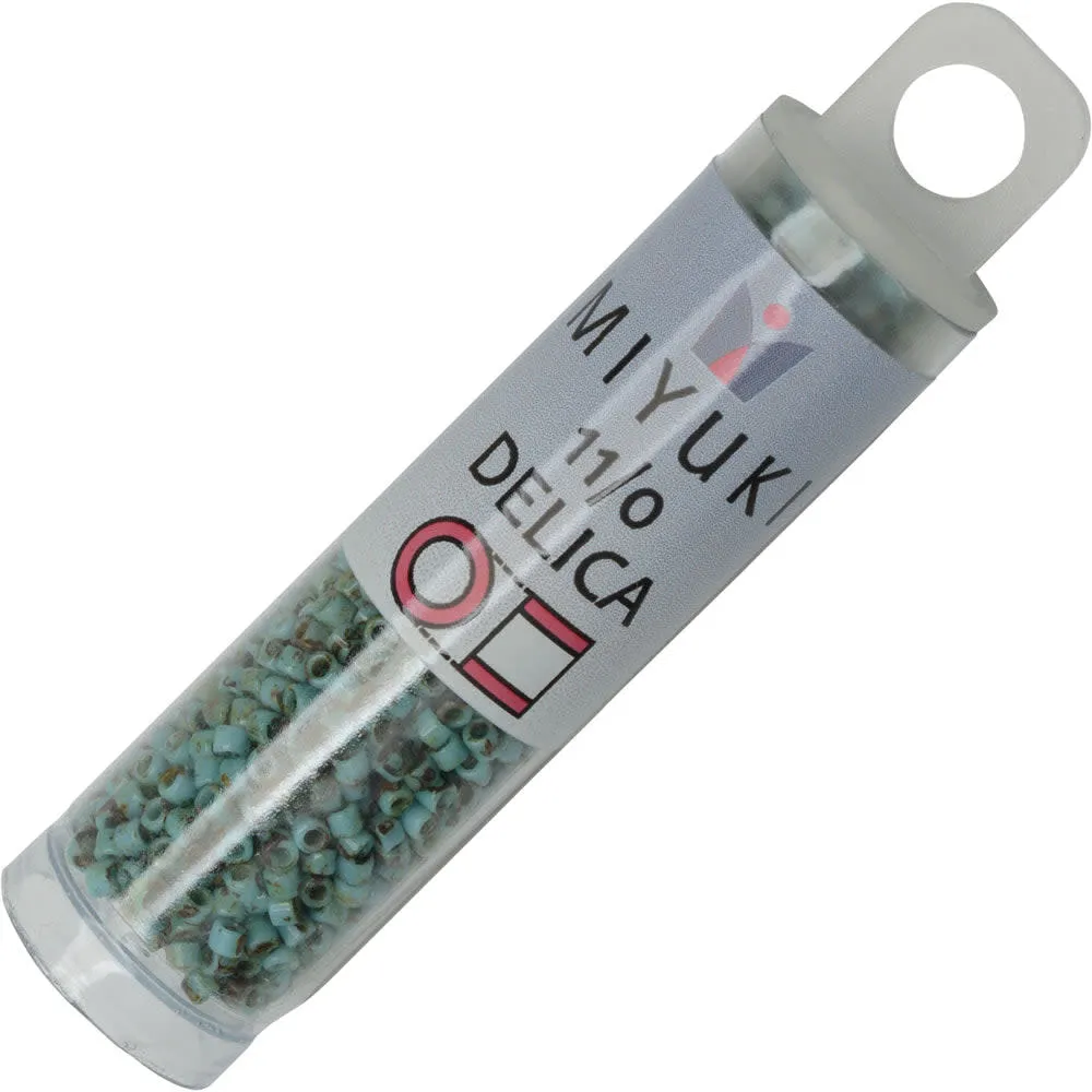 Miyuki Delica Seed Beads, 11/0 Size, #2264 Picasso Seafoam Green Matte (7.2 Gram Tube)