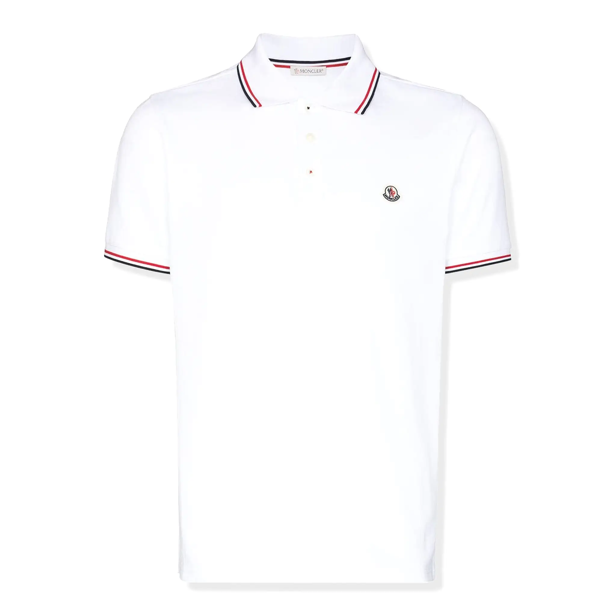 Moncler Logo Patch White Polo Shirt