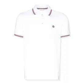 Moncler Logo Patch White Polo Shirt