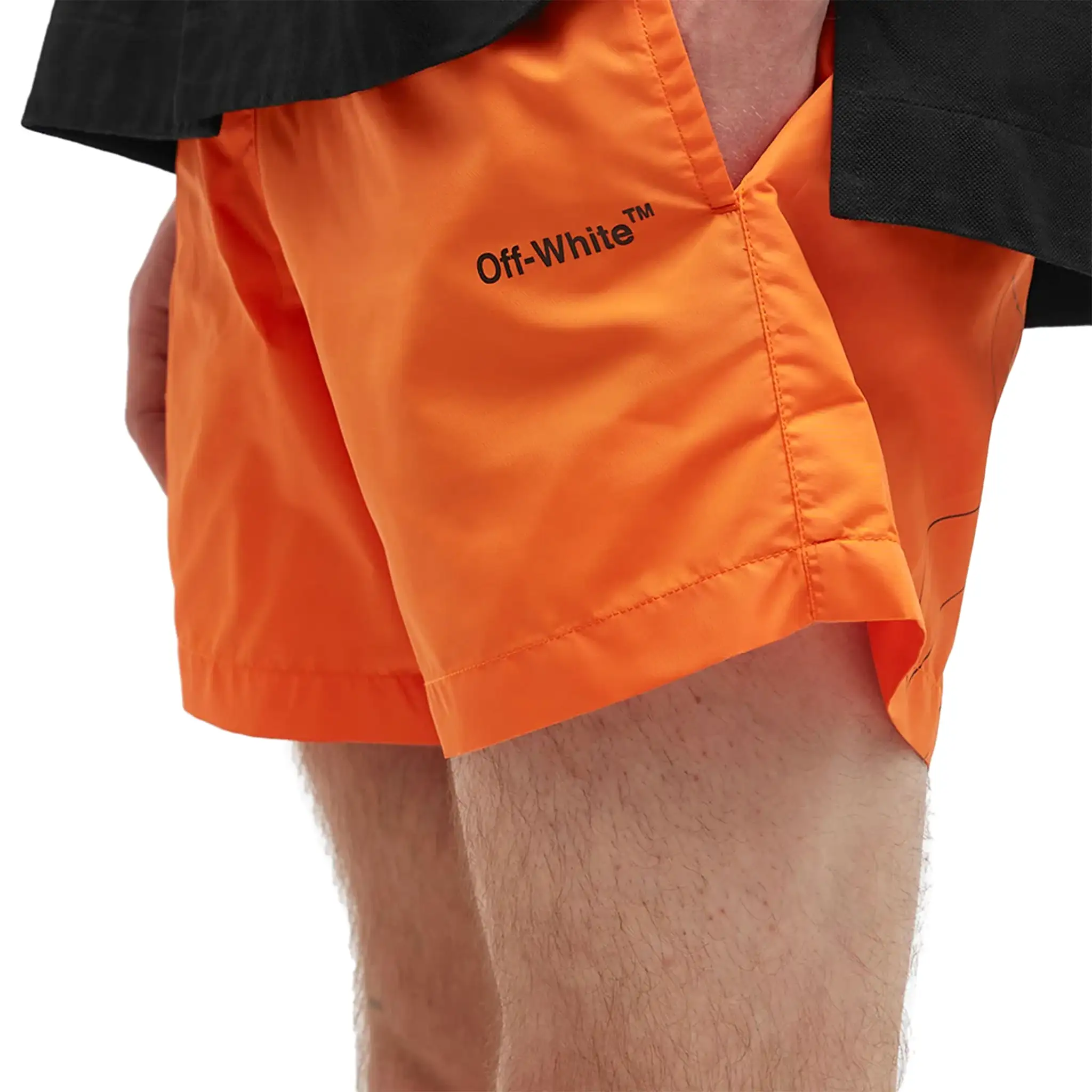 Off-White Diagonal Outline Orange Swim Shorts