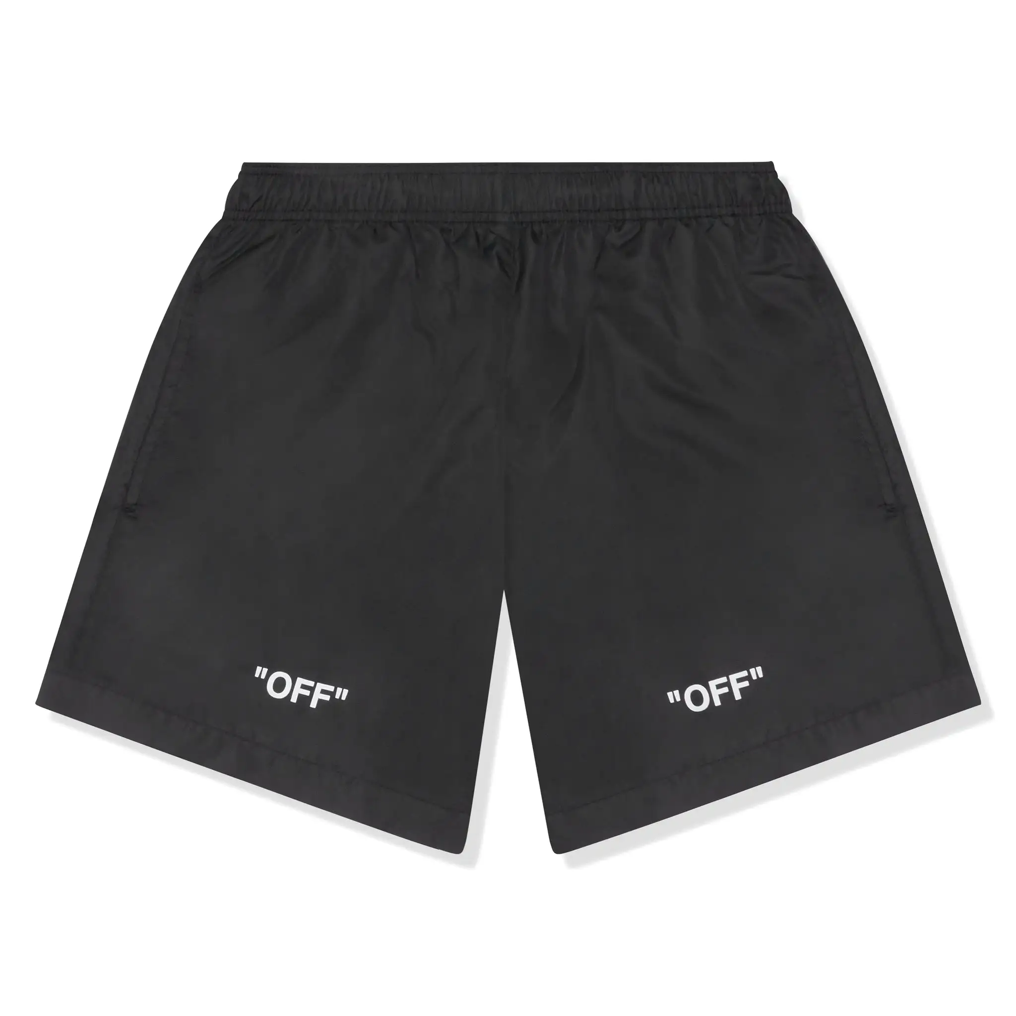 Off-White Logo Print Black Swim Shorts