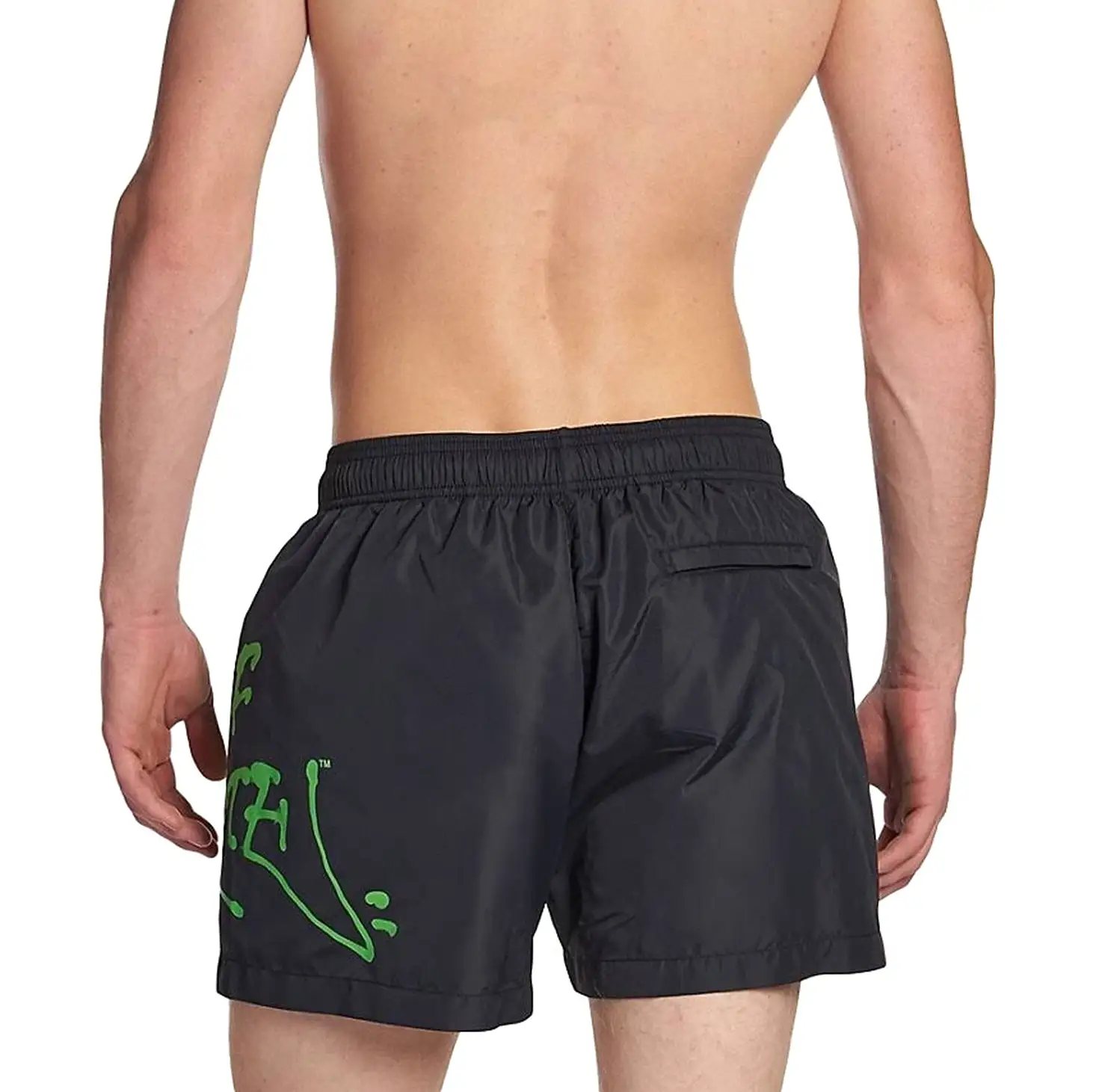 Off-White Neon Logo Print Black Swim Shorts