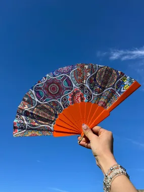 Orange Vibrant Multi Pattern Fan