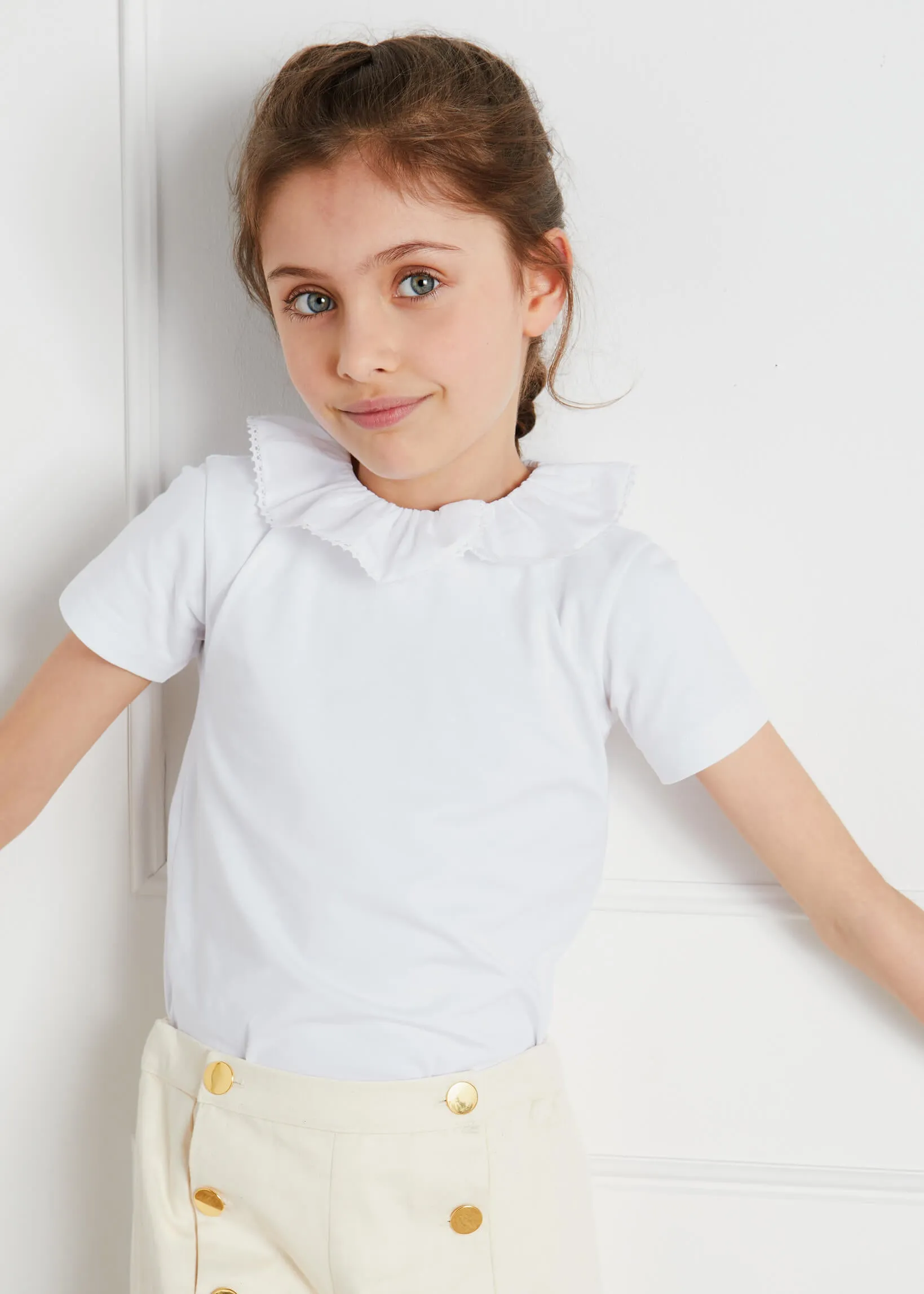 Piculina Trim Top in White (2-10yrs)