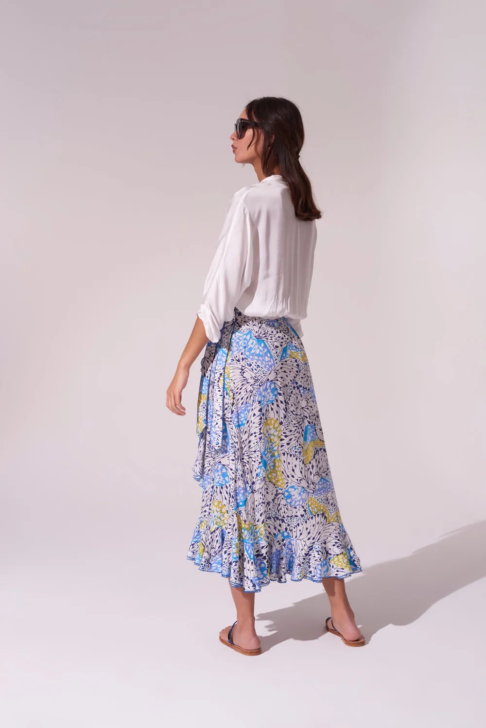 Poupette st Barth - Long Skirt Aude - Blue Ailes