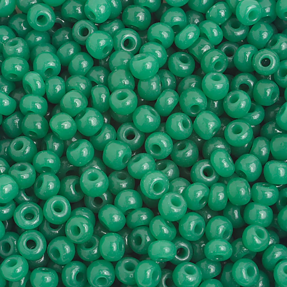 Preciosa Czech Glass, 6/0 Round Pony Seed Bead, Opaque Green (1 Tube)