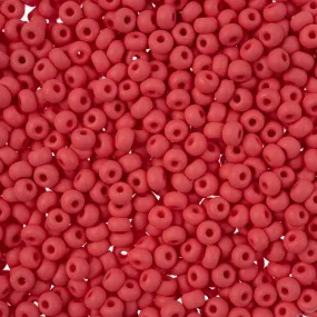 Preciosa Czech Glass, 8/0 Round Seed Bead, PermaLux Dyed Chalk Red - Matte (1 Tube)