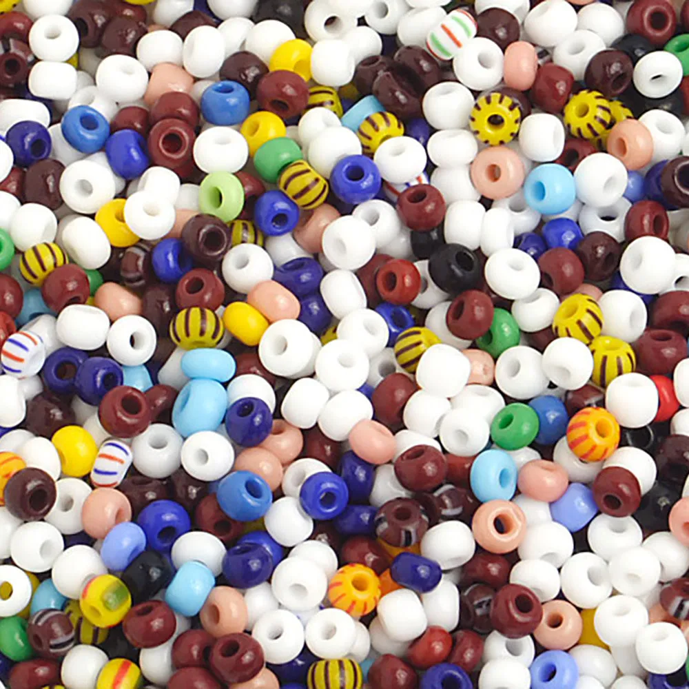 Preciosa Czech Glass, 8/0 Seed Bead, Opaque Multi-Color Stripes (1 Tube)