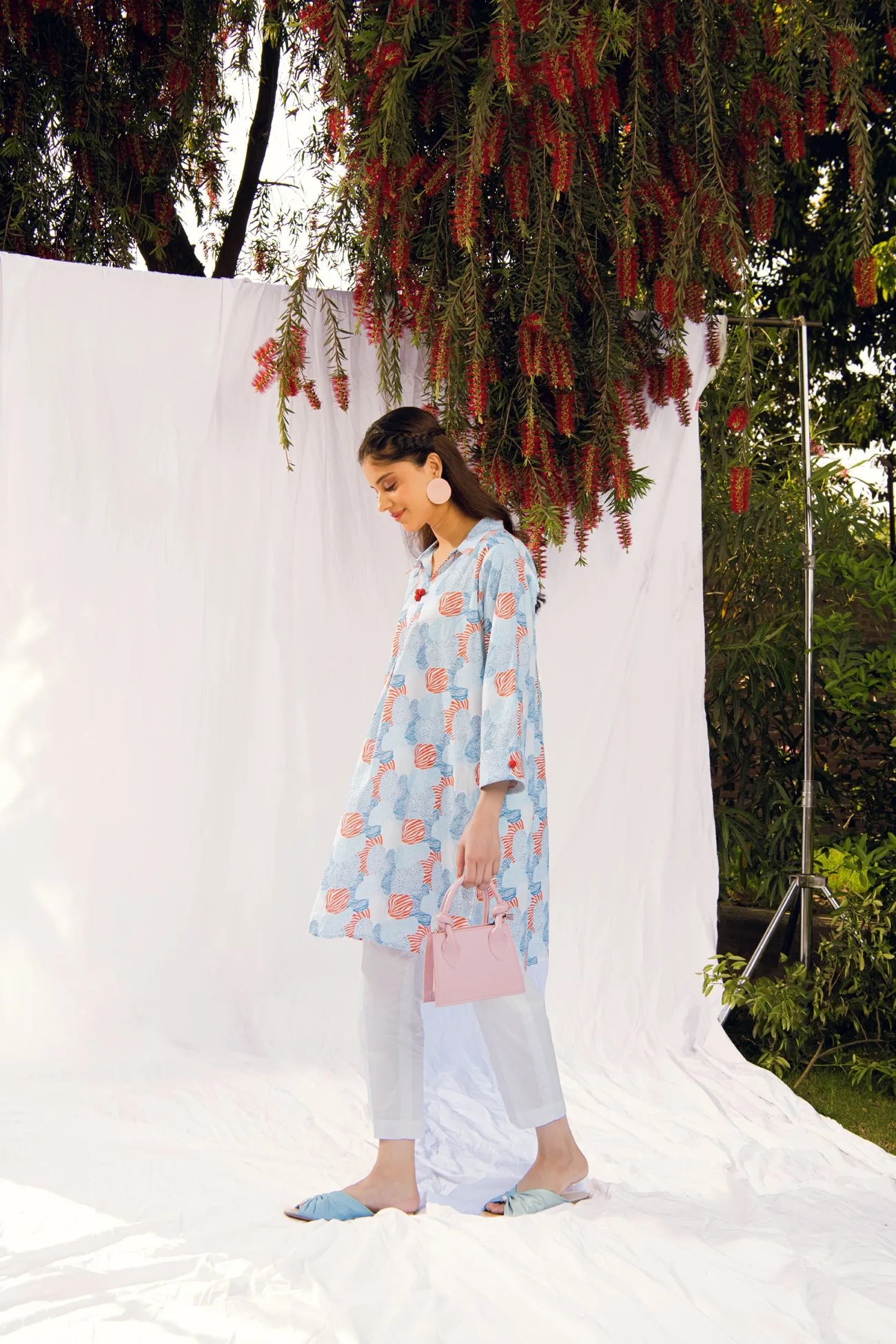 PRINTED COLLAR KURTA