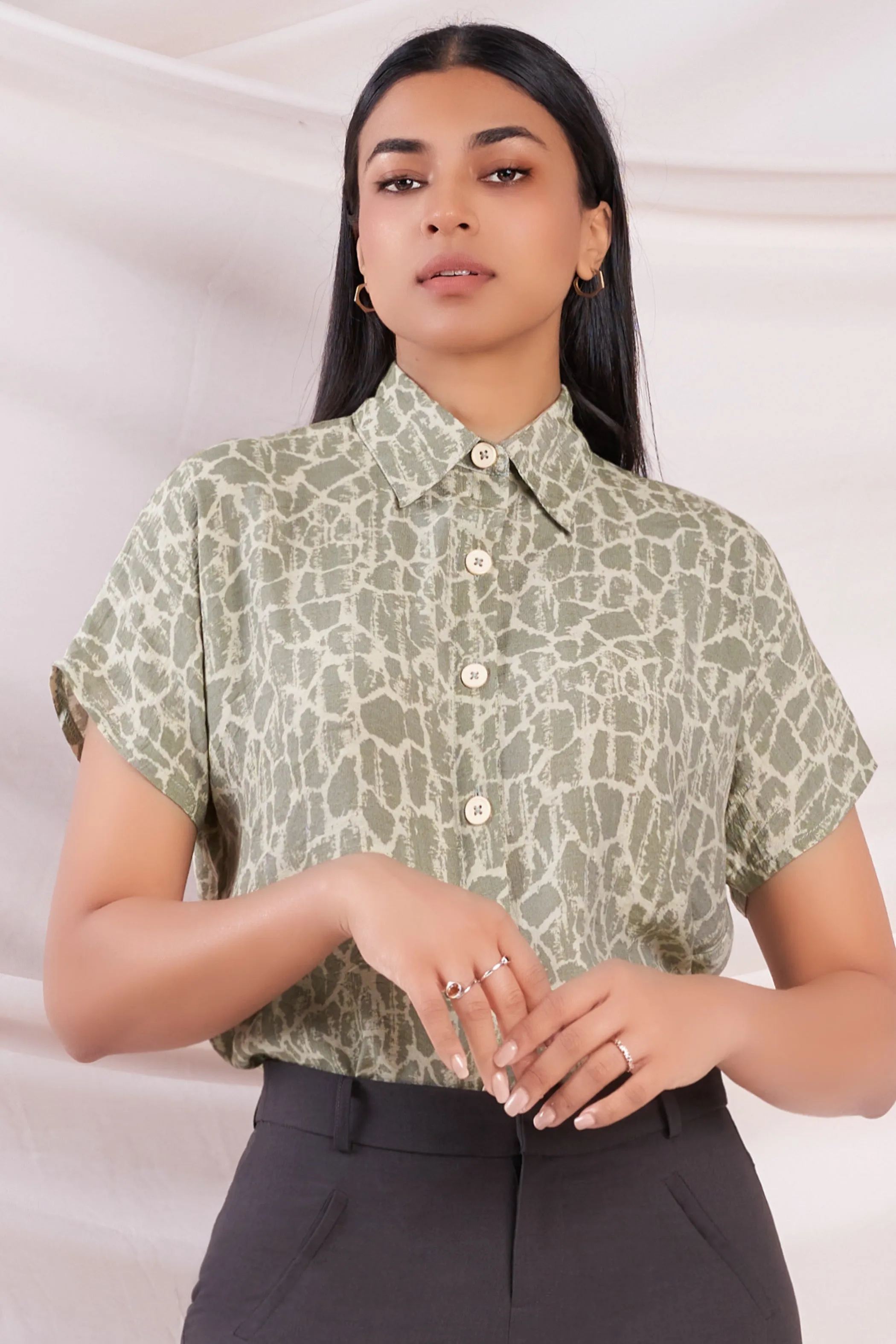 Printed Green Shirt