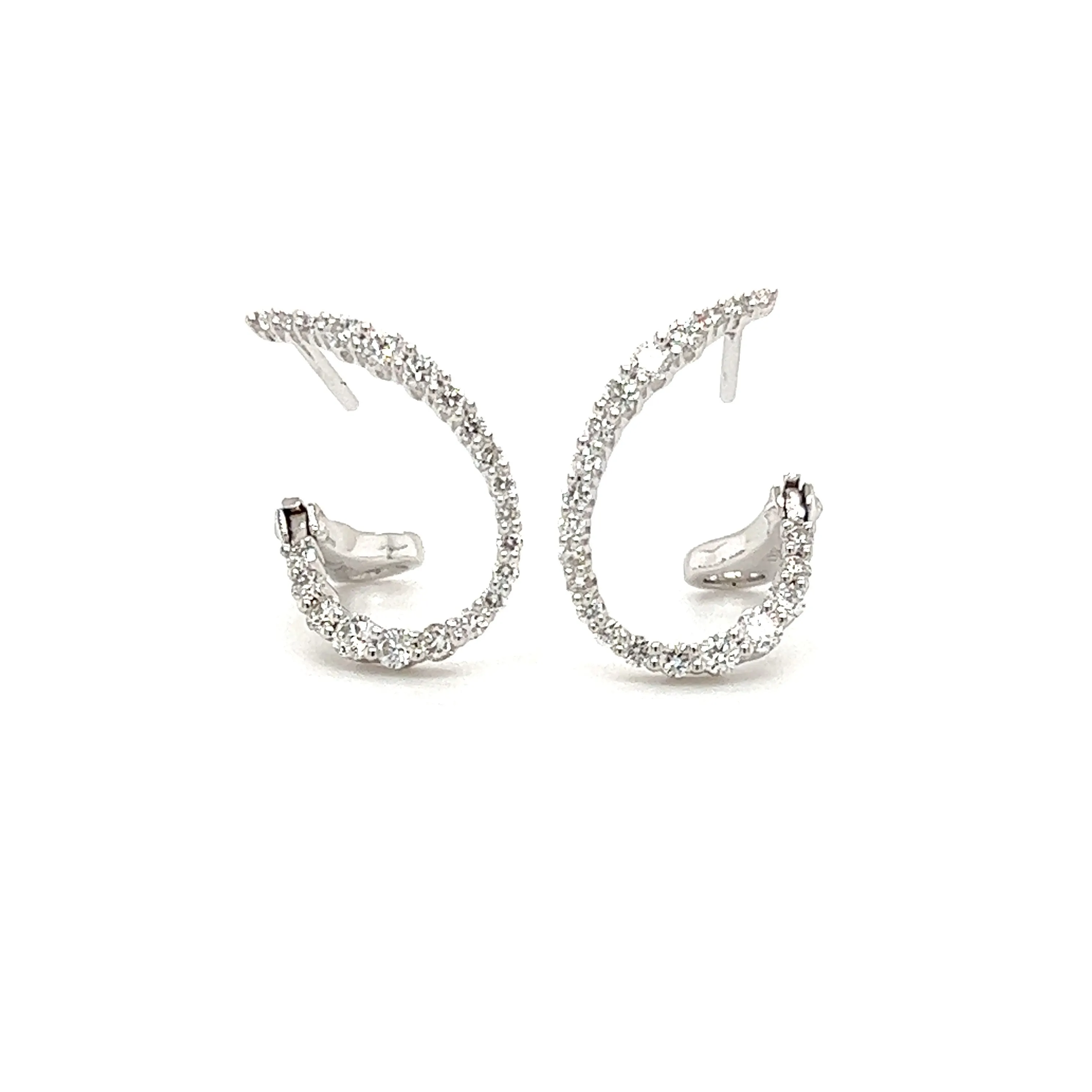 Swirled Hoop Earrings with 0.45ctw of Diamonds in 18K White Gold