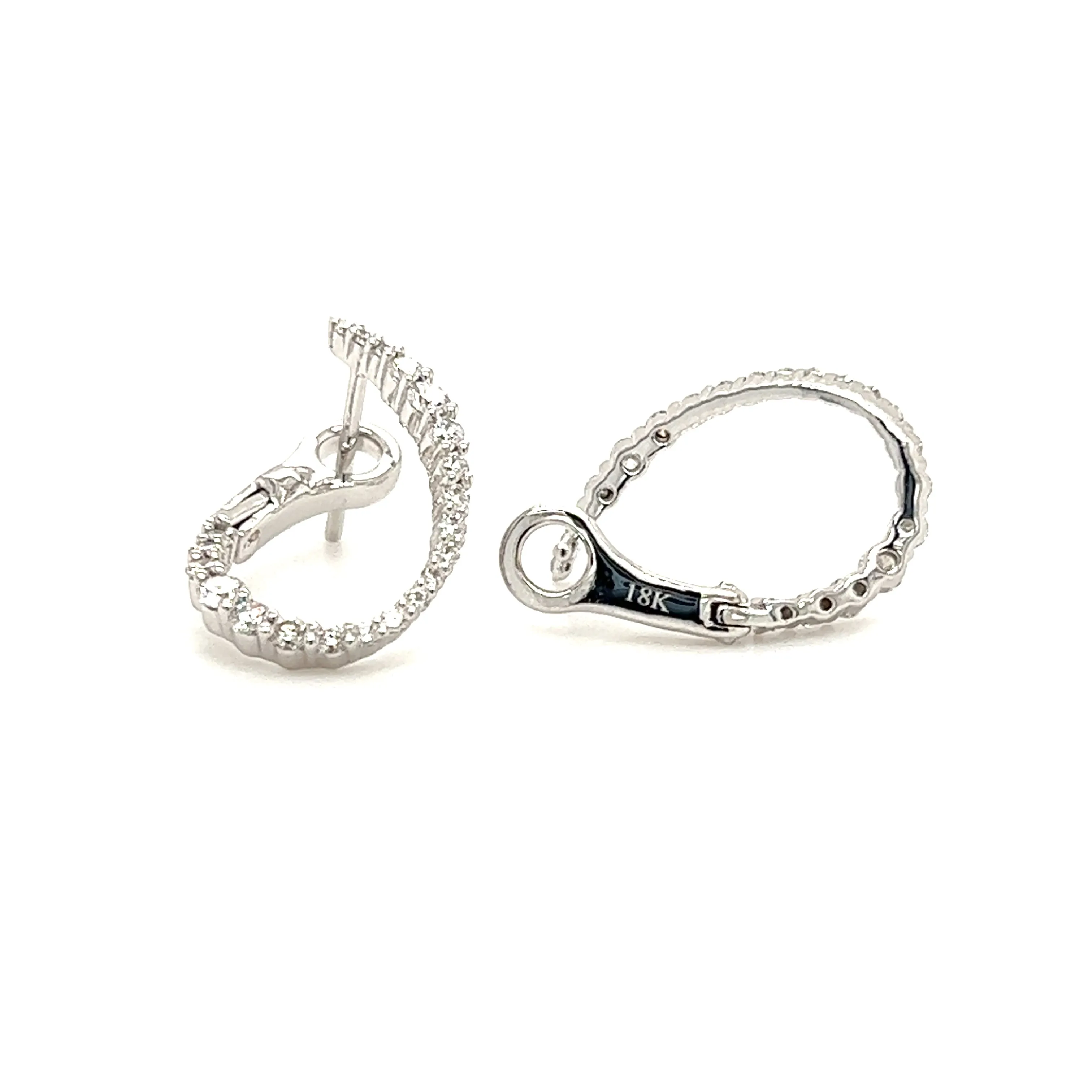 Swirled Hoop Earrings with 0.45ctw of Diamonds in 18K White Gold