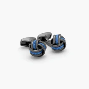 Tateossian Knot cufflinks with blue alutex