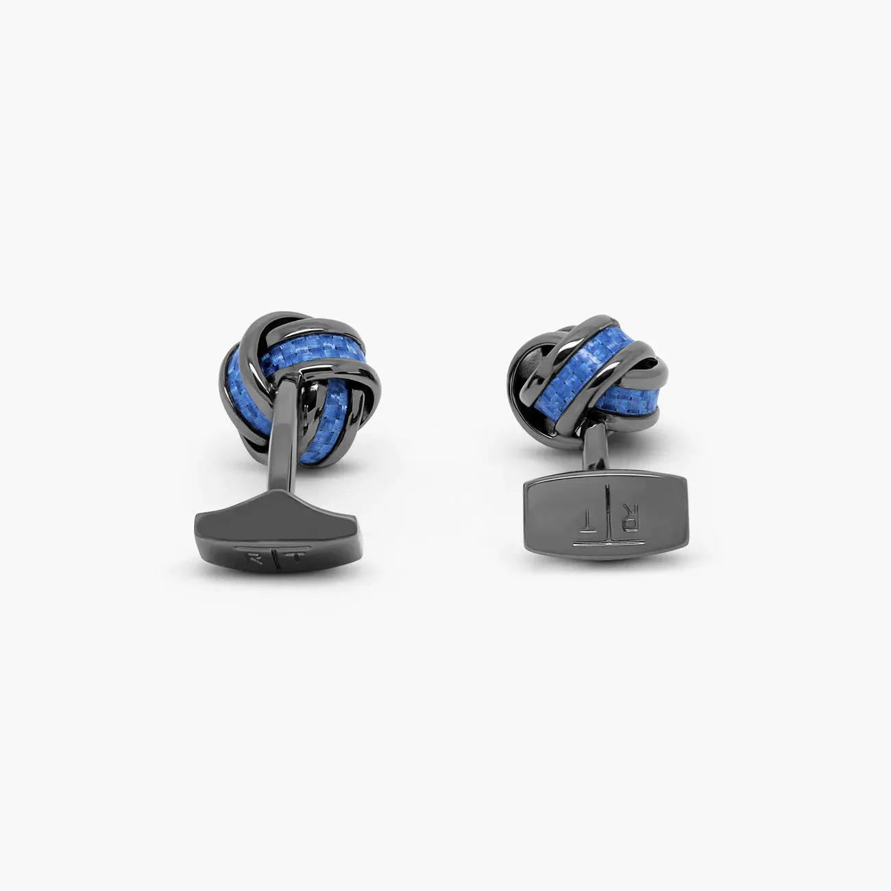 Tateossian Knot cufflinks with blue alutex