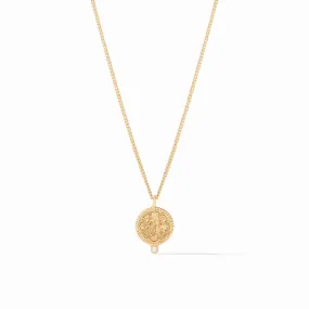 Trieste Coin CZ Solitaire Necklace Gold Cubic Zirconia by Julie Vos