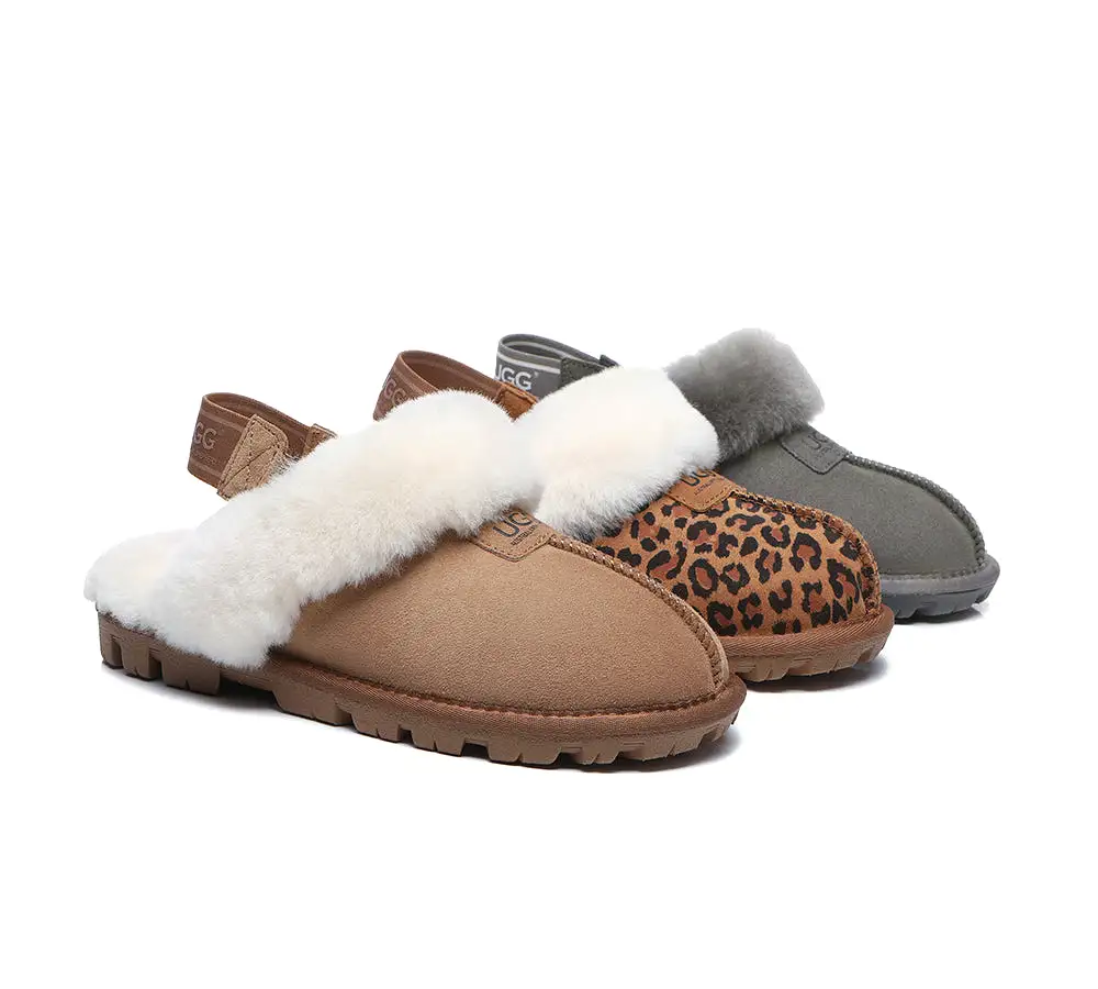 UGG AUSTRALIAN SHEPHERD Sheepskin Wool Removable Strap Slingback Slippers Suzie