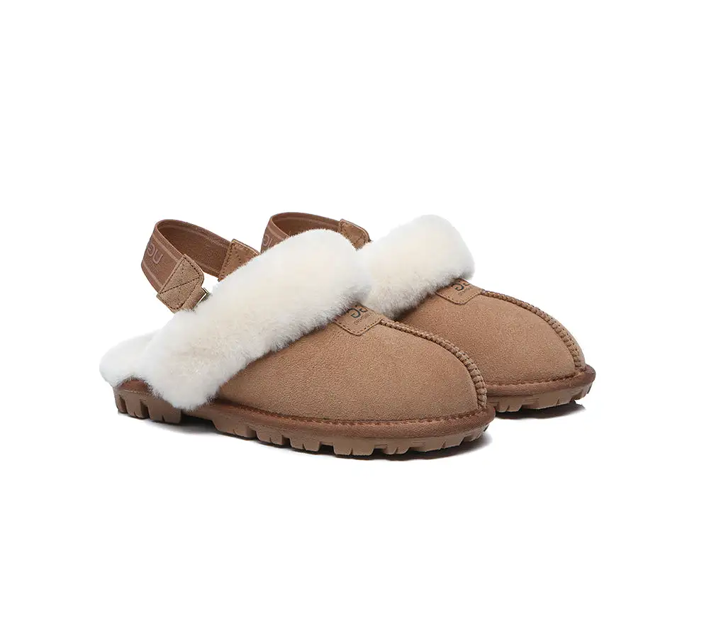 UGG AUSTRALIAN SHEPHERD Sheepskin Wool Removable Strap Slingback Slippers Suzie